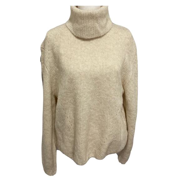 Topshop Turtleneck Sweater Oatmeal size M Soft Knit Ribbed - Picture 1 of 7